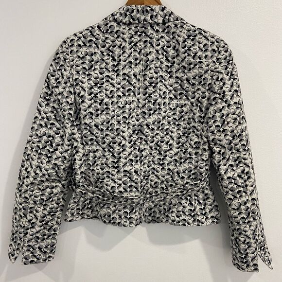 Akris Punto Black and White Abstract Print Lined Blazer Size 6 - Picture 9 of 16